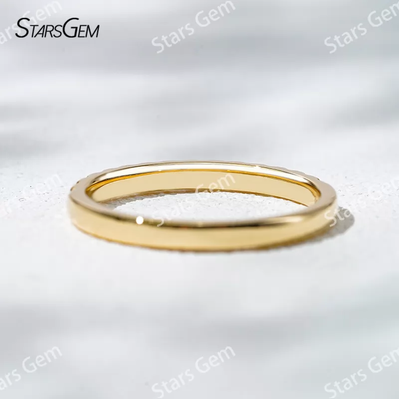 1.6mm Round Brilliant Cut Lab Grown Diamond 18K Gold Half circle Diamond Eternity Ring