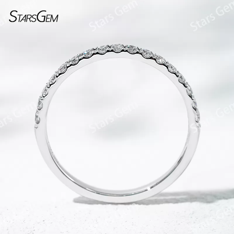 1.6mm Round Brilliant Cut Lab Grown Diamond 18K Gold Half circle Diamond Eternity Ring