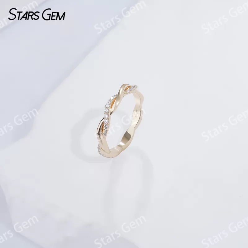 Twist Type 1.0 Round Brilliant Cut Lab Diamond Ring 14K Yellow Gold Anniversary Rings