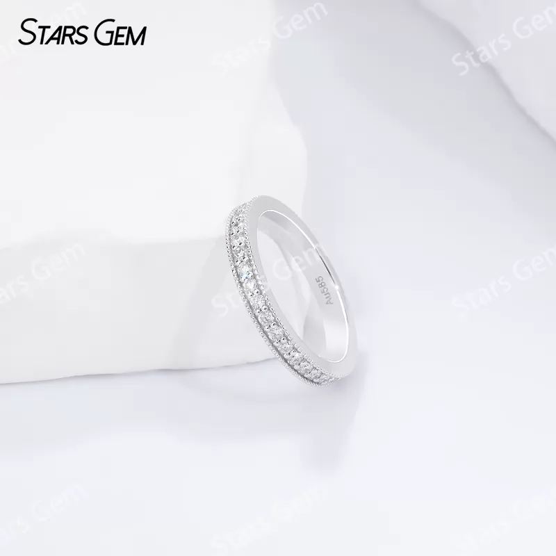 1.6mm Round Brilliant Cut Lab Grown Diamond Channel Set 14K White Gold Diamond Ring
