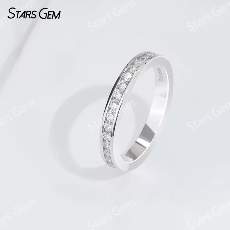 1.8mm Round Brilliant Cut Lab Grown Diamond Channel Set 14K White Gold Diamond Ring
