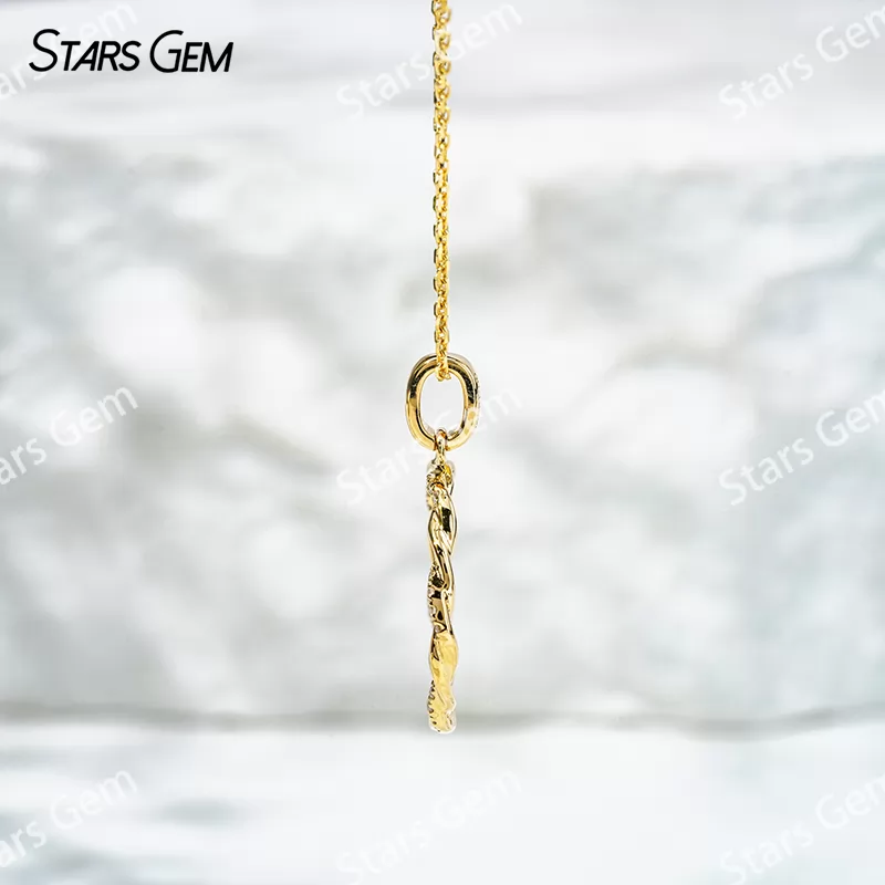 1.0mm Round Brilliant Cut DEF VS Lab Grown Diamond Circle Shape Pendant 18K Gold Necklace