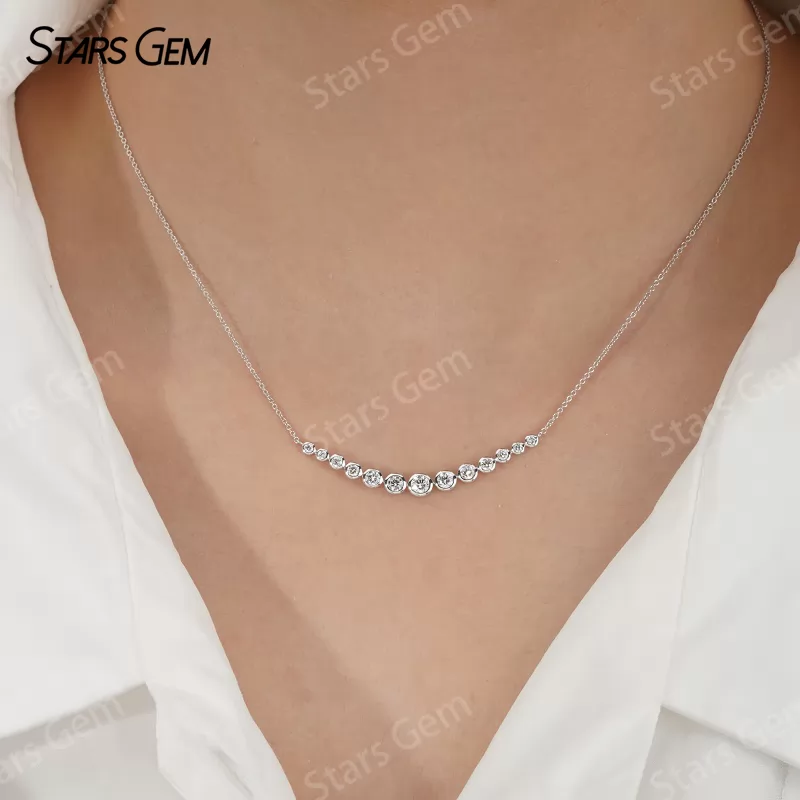 18K White Gold Bezel Set Smile Lab Grown Diamond Pendants
