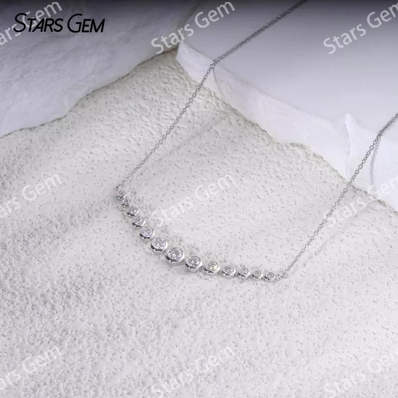 18K White Gold Bezel Set Smile Lab Grown Diamond Pendants