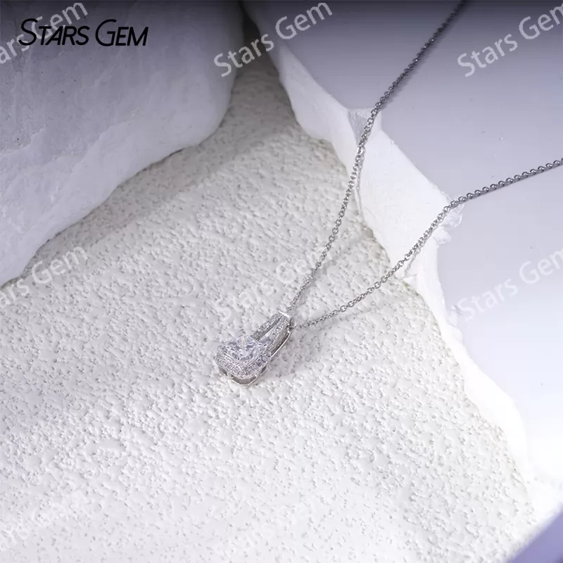 4.7x4.7mm Square Radiant Cut Lab Grown Diamond 18K White Gold Diamond Pendants