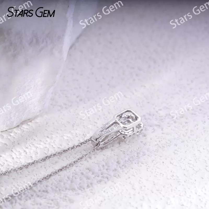 4.7x4.7mm Square Radiant Cut Lab Grown Diamond 18K White Gold Diamond Pendants