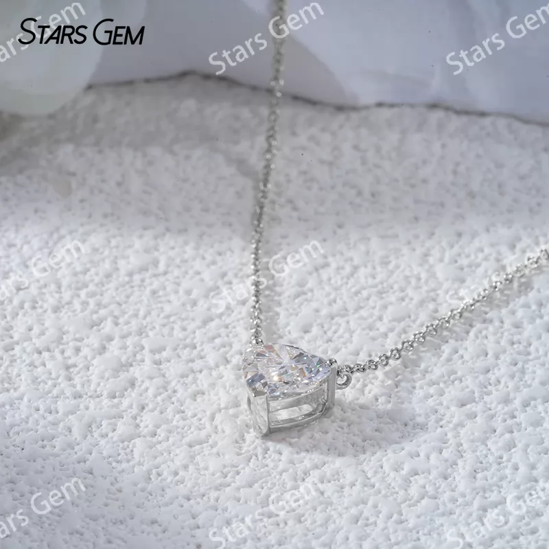 18K White Gold Necklaces 1.0ct Heart Cut Lab Grown Diamond Pendant