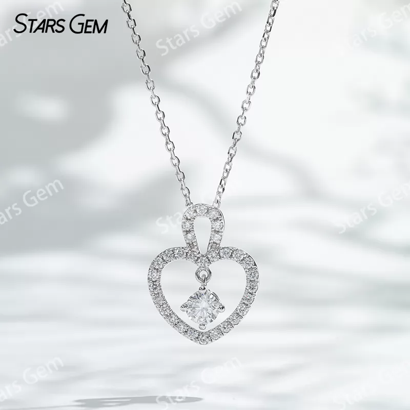 Lock with my Heart 18K White Gold Necklace DEF VS Lab Grown Diamond Pendant