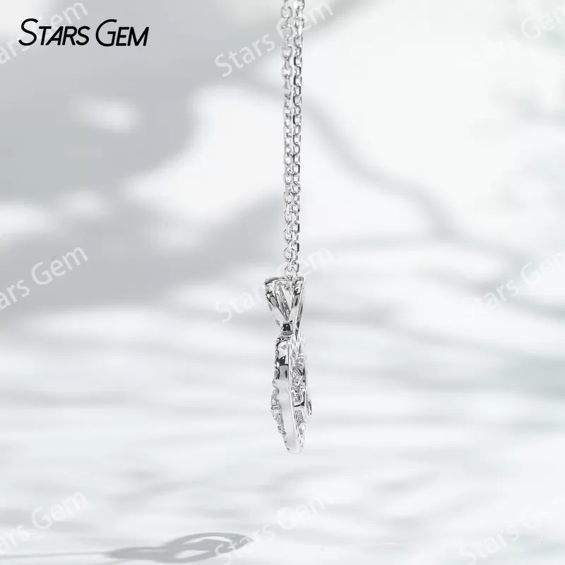Lock with my Heart 18K White Gold Necklace DEF VS Lab Grown Diamond Pendant