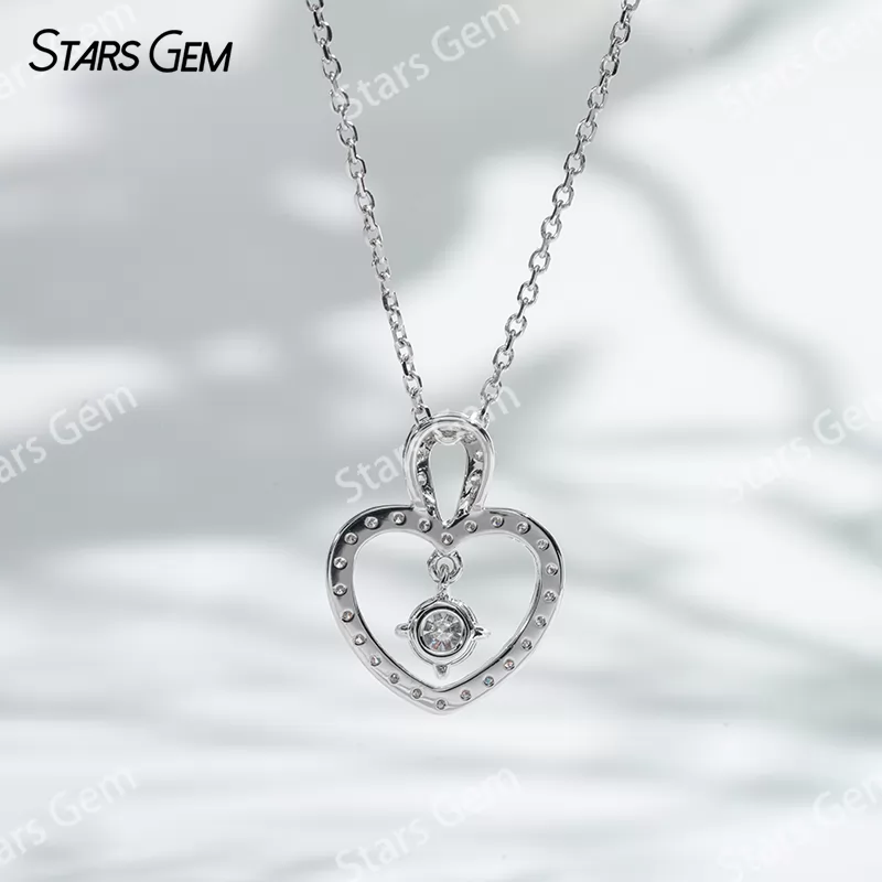 Lock with my Heart 18K White Gold Necklace DEF VS Lab Grown Diamond Pendant