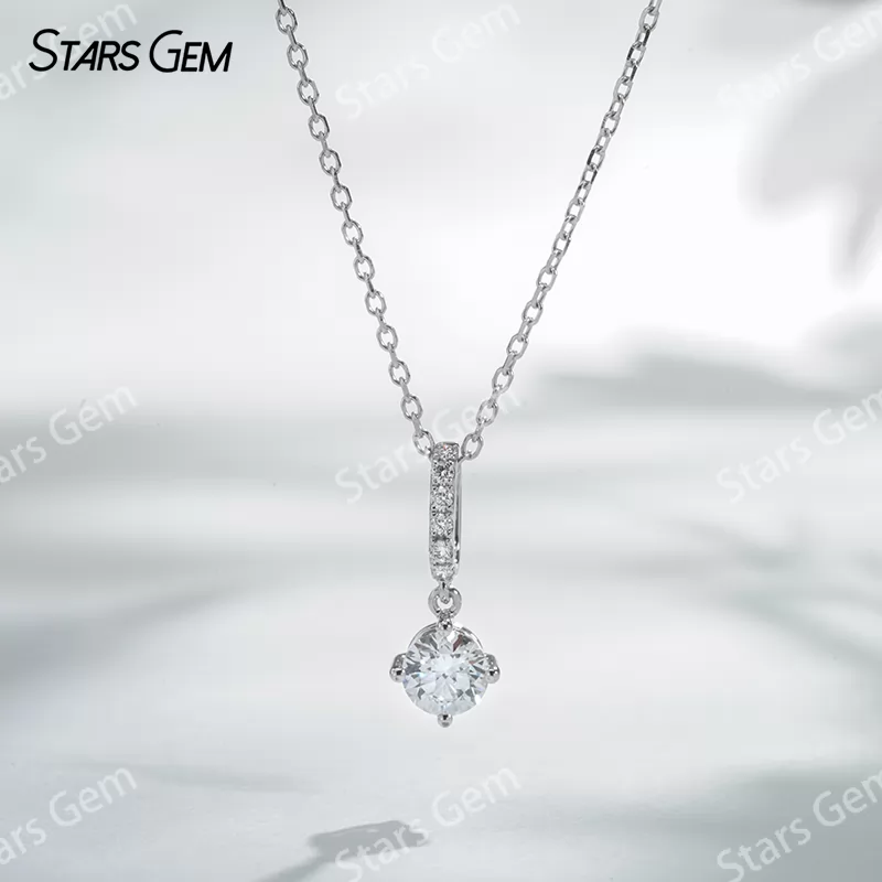 0.35ct 4.5mm DEF VS Lab Grown Diamond Pendant Necklace 18K White Gold Necklaces