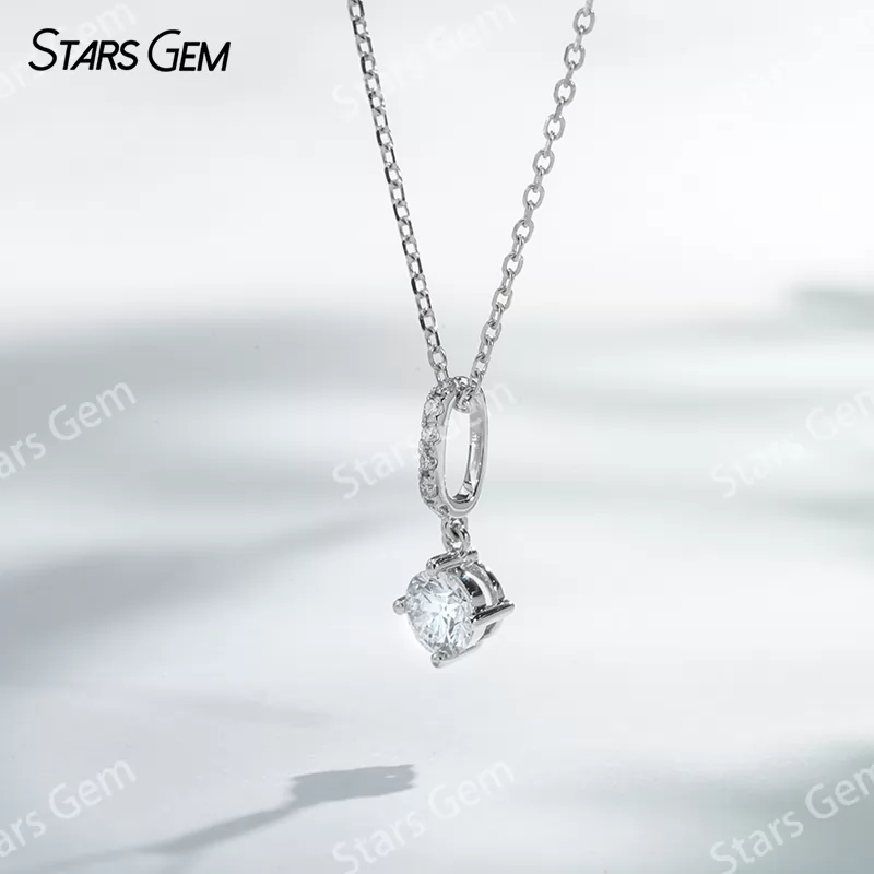 0.35ct 4.5mm DEF VS Lab Grown Diamond Pendant Necklace 18K White Gold Necklaces