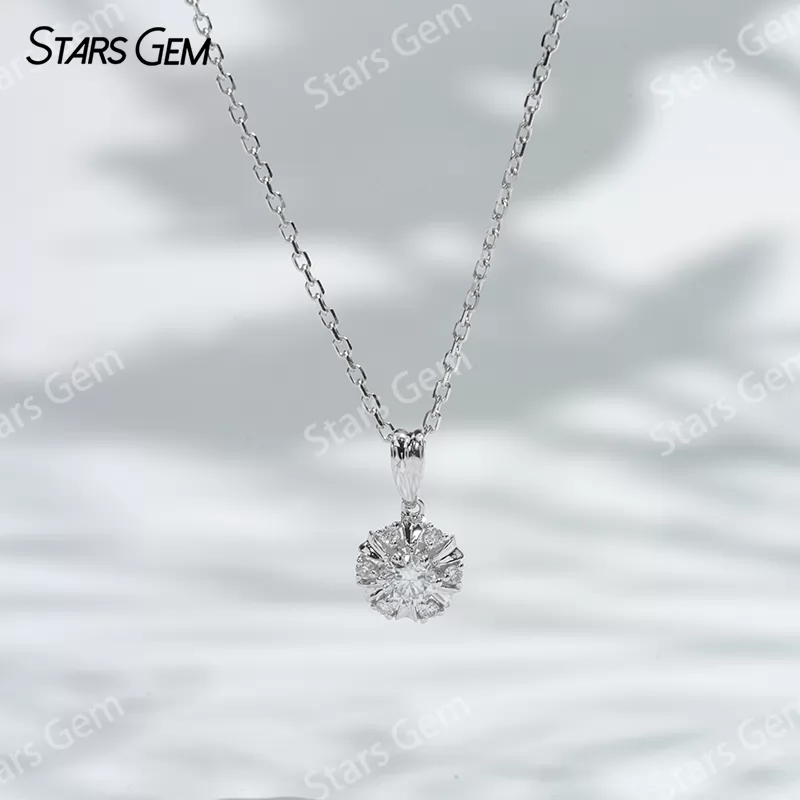 18K White Gold Necklaces 3.2mm DEF VS Round Brilliant Cut Lab Grown Diamond Pendant Necklace