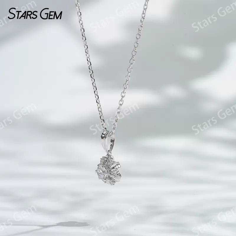 18K White Gold Necklaces 3.2mm DEF VS Round Brilliant Cut Lab Grown Diamond Pendant Necklace