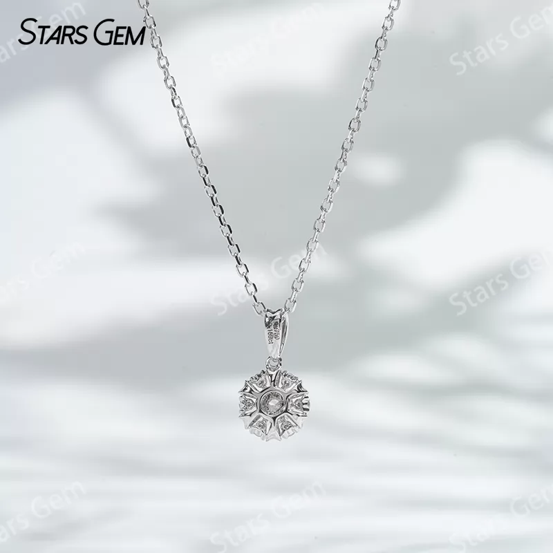 18K White Gold Necklaces 3.2mm DEF VS Round Brilliant Cut Lab Grown Diamond Pendant Necklace