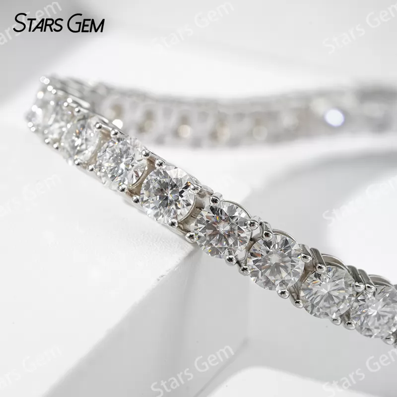3mm 4mm 5mm Round Brilliant Cut Moissanite S925 Sterling Silver Tennis Bracelets