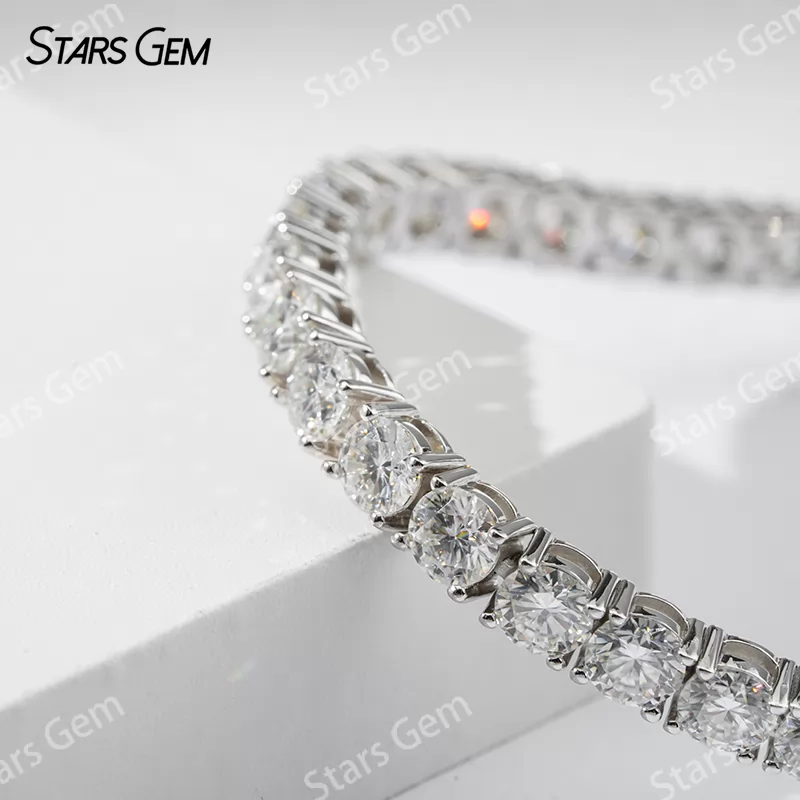 3mm 4mm 5mm Round Brilliant Cut Moissanite S925 Sterling Silver Tennis Bracelets