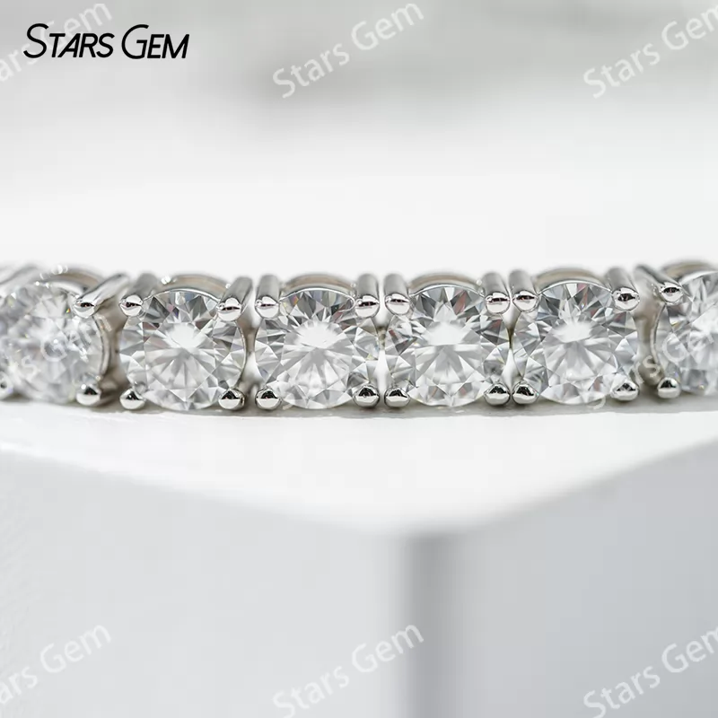 3mm 4mm 5mm Round Brilliant Cut Moissanite S925 Sterling Silver Tennis Bracelets