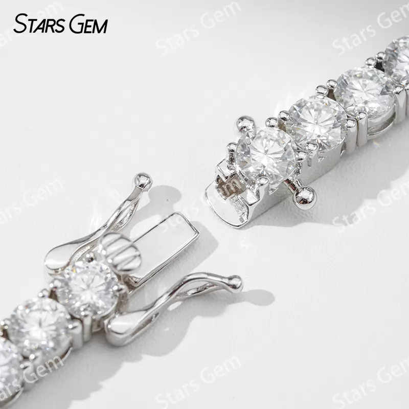 3mm 4mm 5mm Round Brilliant Cut Moissanite S925 Sterling Silver Tennis Bracelets