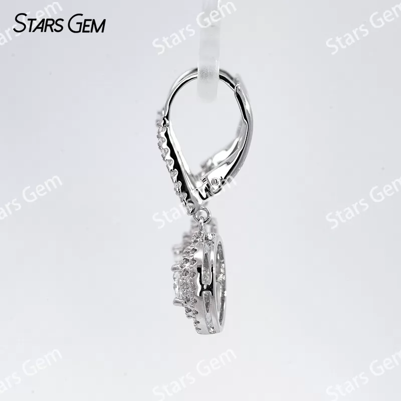 Double Halo Set S925 Sterling Silver Earring 5.5mm Round Cut Moissanite Diamond Drop Earrings