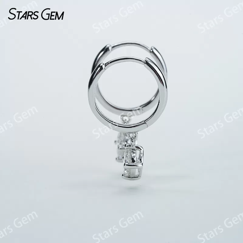 5.0mm Round Cut Moissanite Hoop Earring 1 Carat per Pairs S925 Sterling Silver Drop Earrings
