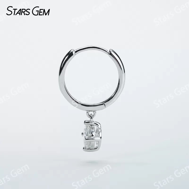 5.0mm Round Cut Moissanite Hoop Earring 1 Carat per Pairs S925 Sterling Silver Drop Earrings