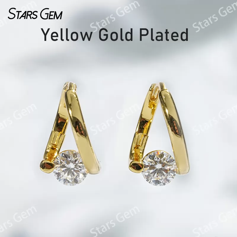 Unique S925 Sterling Silver Drop Earring Personalized 1 Carat 5.0mm Round Cut Moissanite Earrings