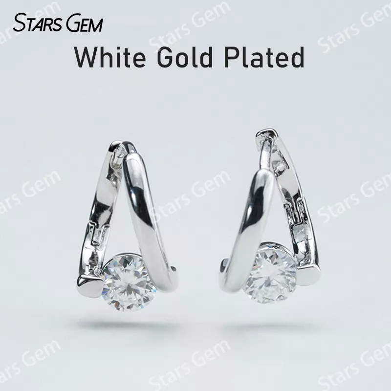 Unique S925 Sterling Silver Drop Earring Personalized 1 Carat 5.0mm Round Cut Moissanite Earrings