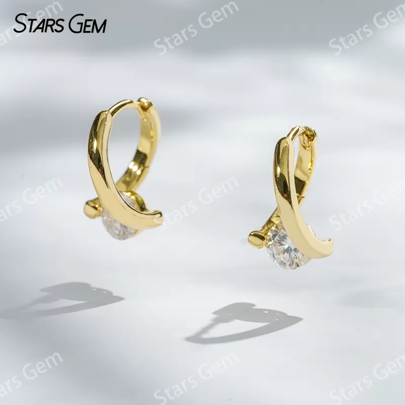 Unique S925 Sterling Silver Drop Earring Personalized 1 Carat 5.0mm Round Cut Moissanite Earrings