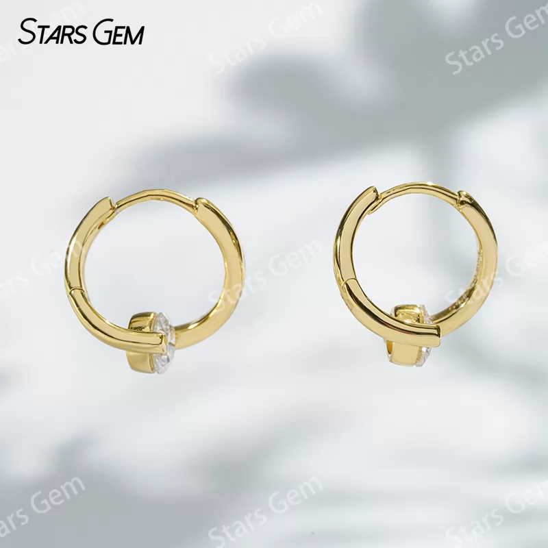 Unique S925 Sterling Silver Drop Earring Personalized 1 Carat 5.0mm Round Cut Moissanite Earrings