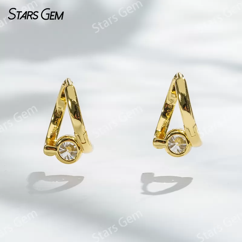Unique S925 Sterling Silver Drop Earring Personalized 1 Carat 5.0mm Round Cut Moissanite Earrings