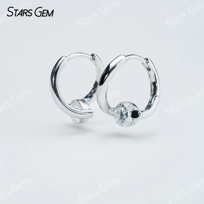 Unique S925 Sterling Silver Drop Earring Personalized 1 Carat 5.0mm Round Cut Moissanite Earrings