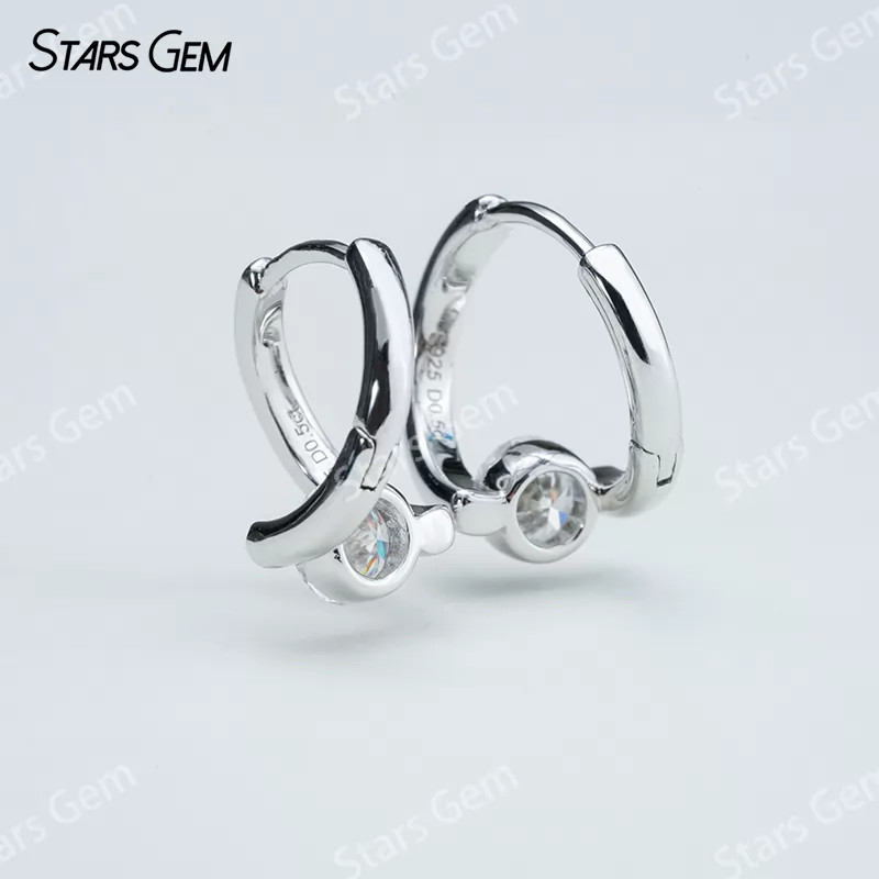 Unique S925 Sterling Silver Drop Earring Personalized 1 Carat 5.0mm Round Cut Moissanite Earrings