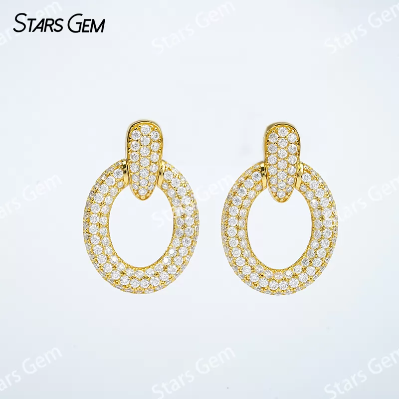 Unique S925 Sterling Silver Earring Personalized Moissanite Drop Earrings