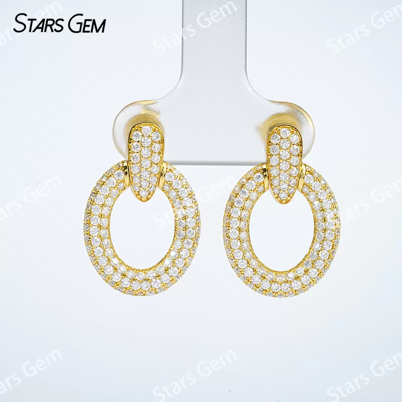 Unique S925 Sterling Silver Earring Personalized Moissanite Drop Earrings
