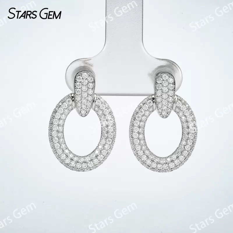 Unique S925 Sterling Silver Earring Personalized Moissanite Drop Earrings