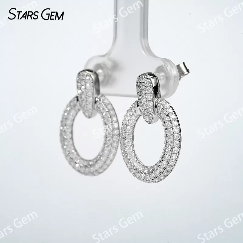 Unique S925 Sterling Silver Earring Personalized Moissanite Drop Earrings