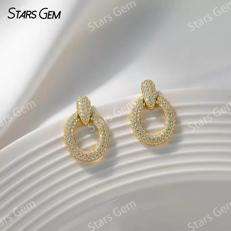 Unique S925 Sterling Silver Earring Personalized Moissanite Drop Earrings