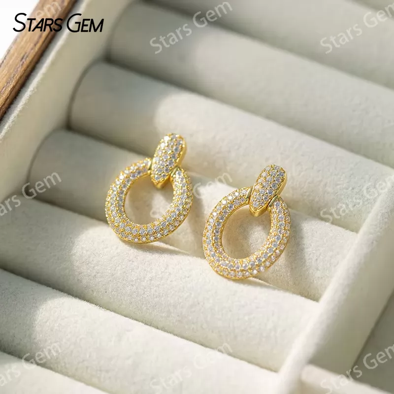 Unique S925 Sterling Silver Earring Personalized Moissanite Drop Earrings