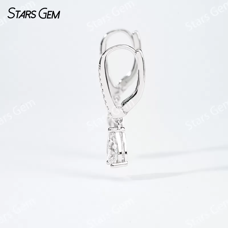 S925 Sterling Silver Earring 5x8mm 2 Carat Pear Cut Moissanite Diamond Drop Earrings