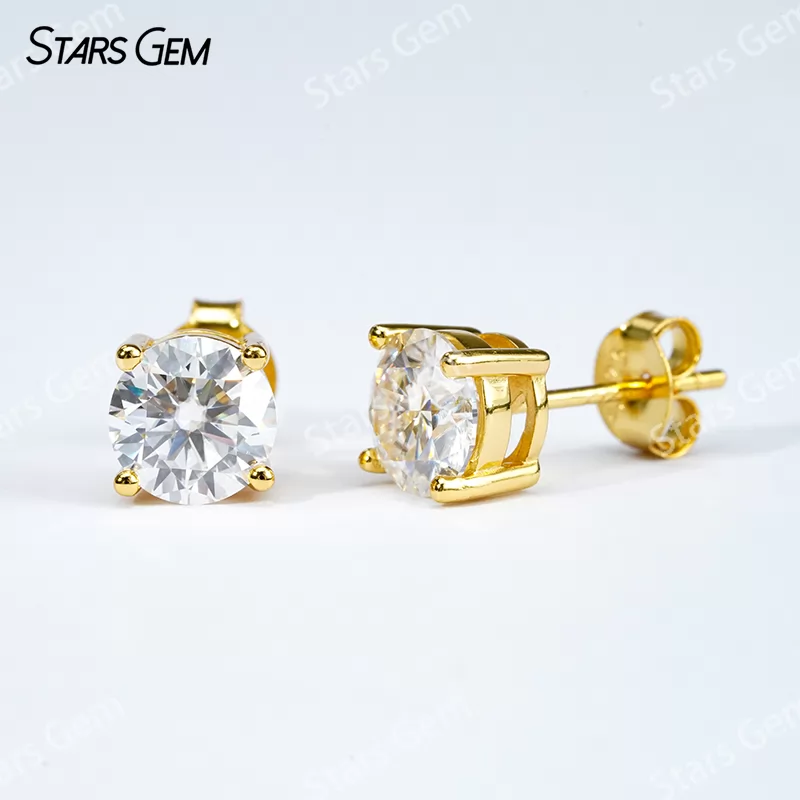 Classic 4 Prongs Basket Set S925 Sterling Silver Earring 0.6ct to 4.0ct Moissanite Diamond Stud Earrings