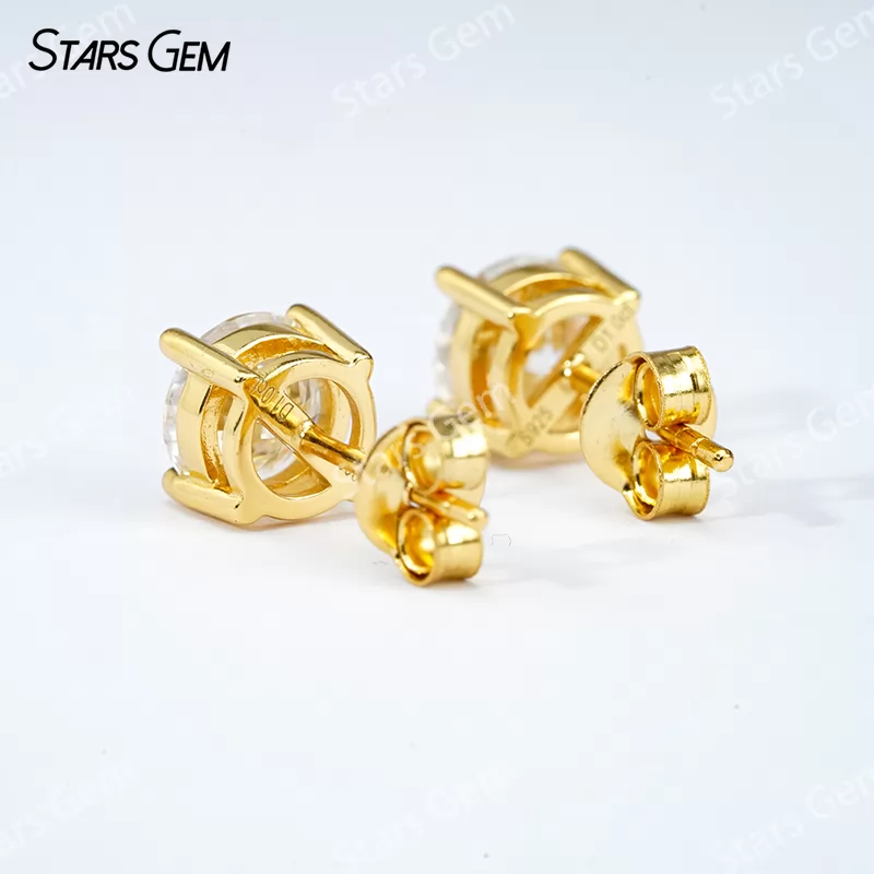 Classic 4 Prongs Basket Set S925 Sterling Silver Earring 0.6ct to 4.0ct Moissanite Diamond Stud Earrings