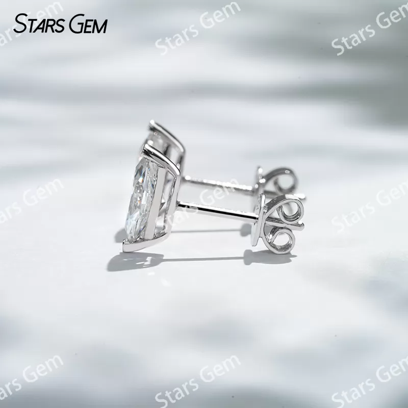 4×8mm Marquise Cut Moissanite S925 Sterling Silver Diamond Stud Earrings