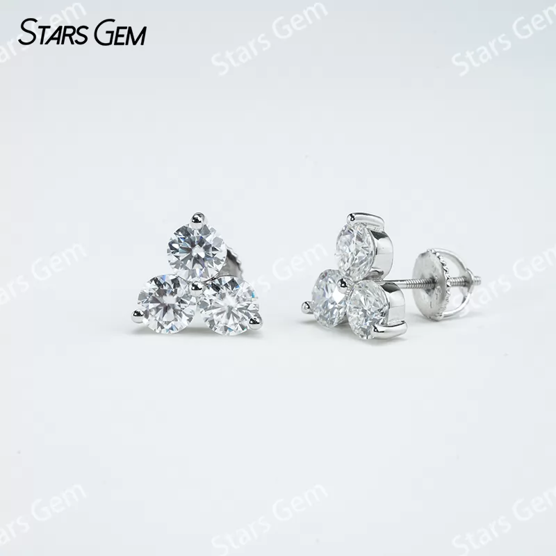 5mm Round Brilliant Cut Moissanite S925 Sterling Silver Diamond Stud Earrings