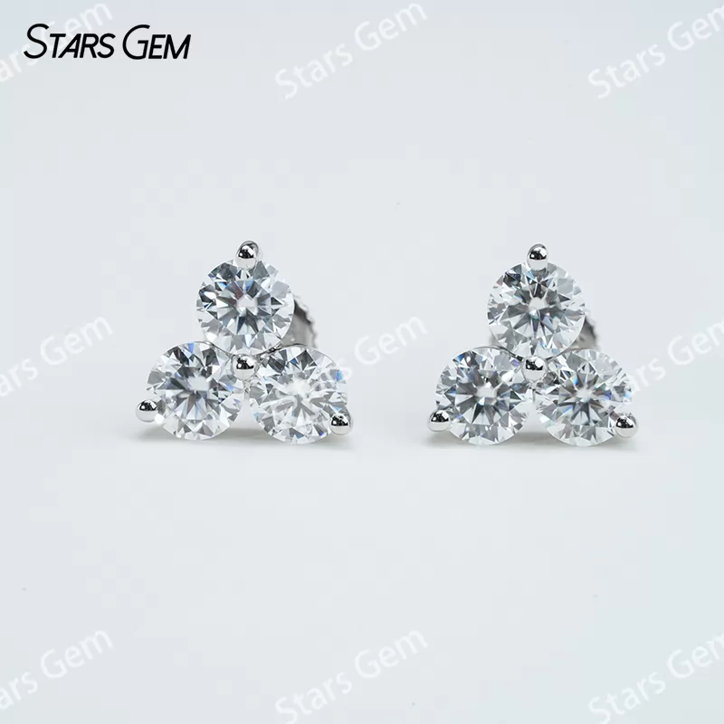 5mm Round Brilliant Cut Moissanite S925 Sterling Silver Diamond Stud Earrings