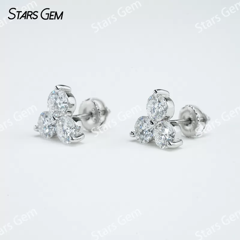 5mm Round Brilliant Cut Moissanite S925 Sterling Silver Diamond Stud Earrings