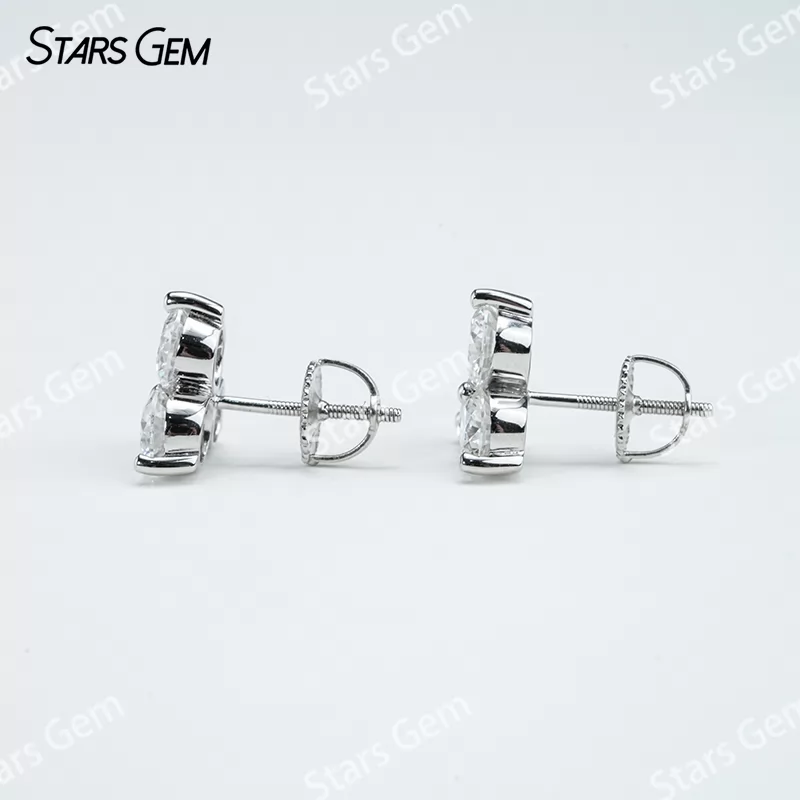 5mm Round Brilliant Cut Moissanite S925 Sterling Silver Diamond Stud Earrings