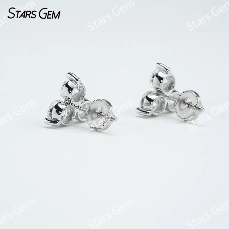 5mm Round Brilliant Cut Moissanite S925 Sterling Silver Diamond Stud Earrings