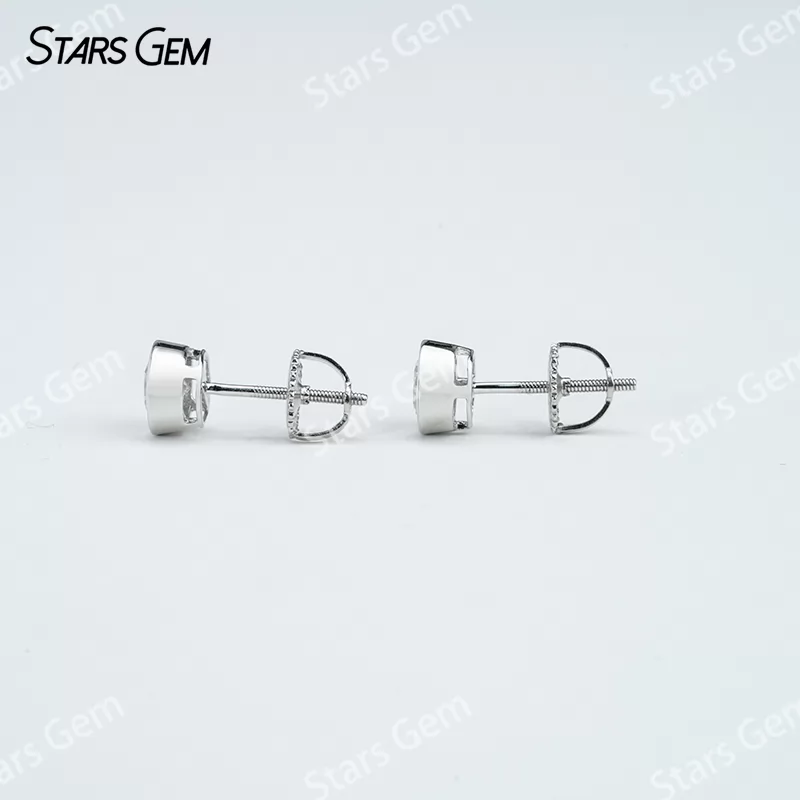 5mm Round Brilliant Cut Moissanite Bezel Set S925 Sterling Silver Diamond Stud Earrings