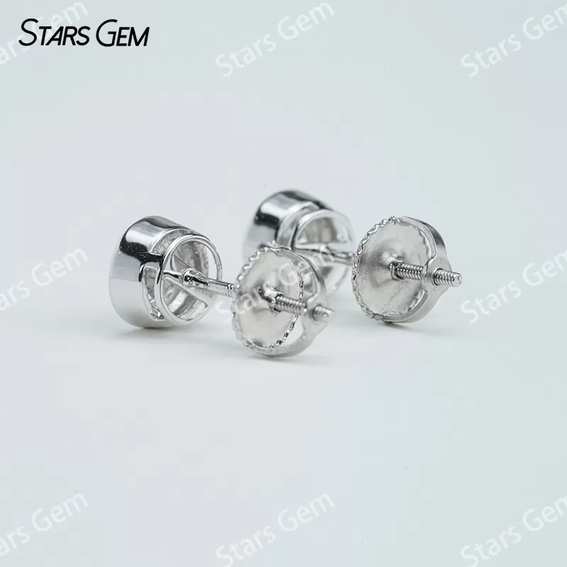 5mm Round Brilliant Cut Moissanite Bezel Set S925 Sterling Silver Diamond Stud Earrings